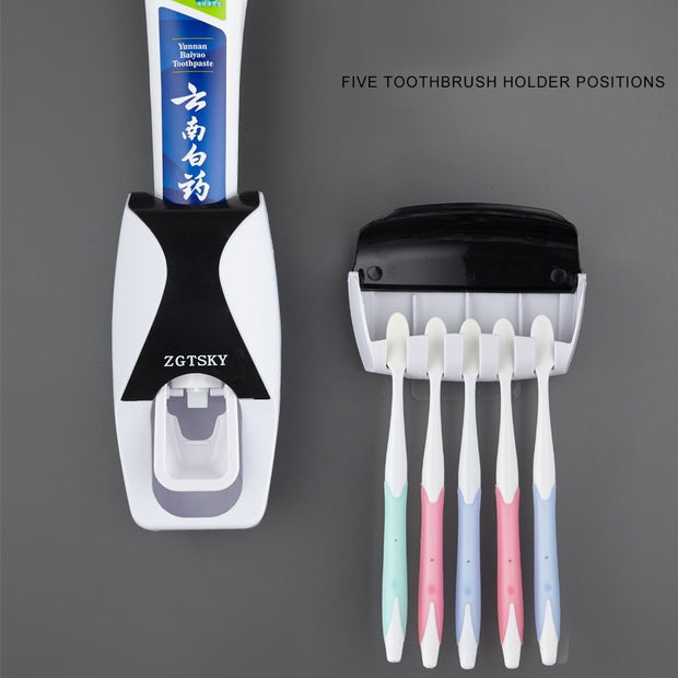 Automatic Wall Mount Toothpaste & Toothbrush Holder
