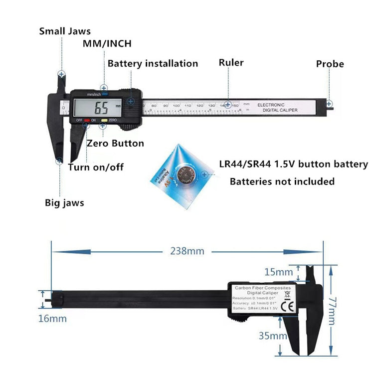 Electronic Digital Carbon Fiber Measuring Tool