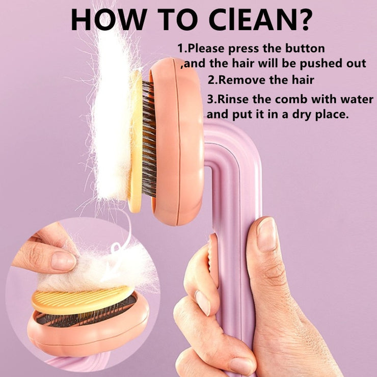 Pet Pumpkin Brush Self Cleaning Slicker